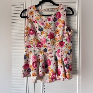 Floral Sleeveless Peplum Top
